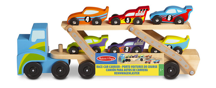 Samochód drewniany Laweta z 6 autkami Melissa & Doug