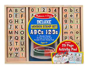 Stemple dla dzieci Deluxe litery i cyfry 4 tusze Melissa and Doug