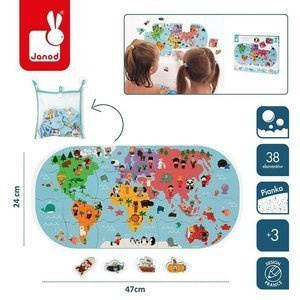 Puzzle do kąpieli Mapa świata 28 elementów 3+, Janod