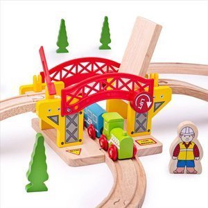 Czerwono - żółty most zwodzony, 3 elementy, Bigjigs Rail