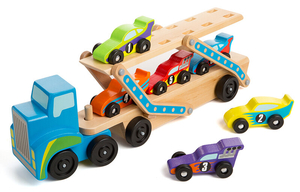 Samochód drewniany Laweta z 6 autkami Melissa & Doug