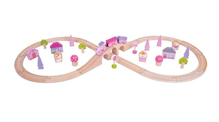 Drewniana kolejka dla dziewczynek "Wróżka", 35 elementów, Bigjigs Rail