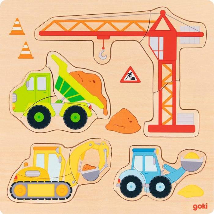 Drewniane puzzle pojazdów budowlanych Na budowie Goki