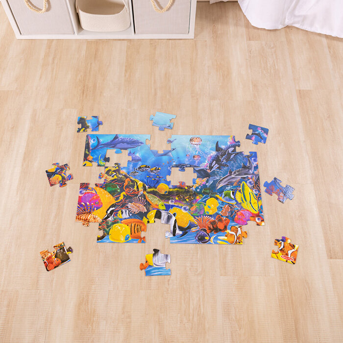 Duże puzzle podłogowe zwierzęta i rośliny głębin oceanu Podwodny Świat 48 el. Melissa and Doug 