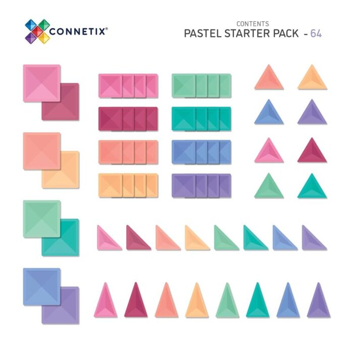 Klocki magnetyczne Pastel Starter Pack 64 el. Connetix