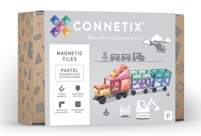 Klocki magnetyczne Pastel Transport Pack 50 el Connetix