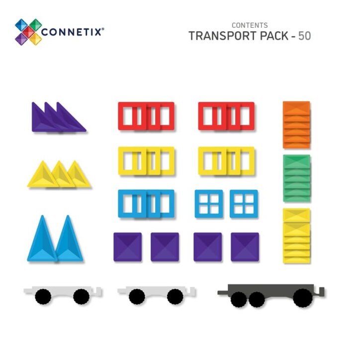 Klocki magnetyczne Rainbow Transport Pack 50 el Connetix