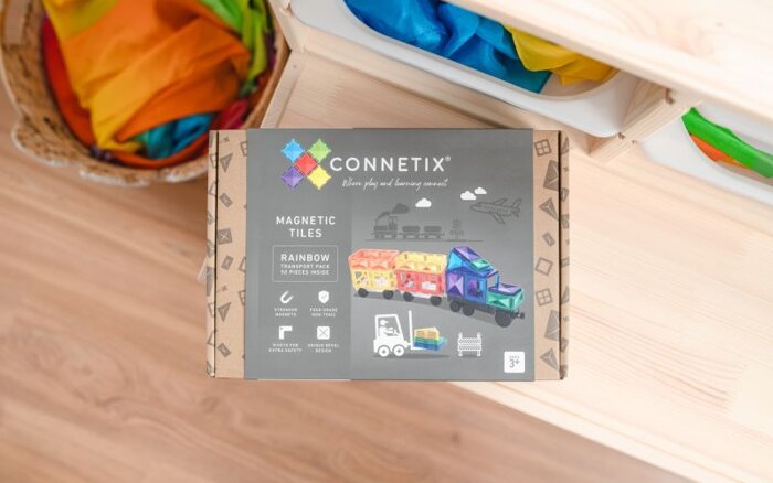 Klocki magnetyczne Rainbow Transport Pack 50 el Connetix