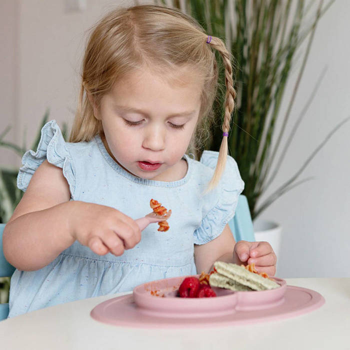 Komplet silikonowych sztućców Mini Utensils pastelowy róż EZPZ