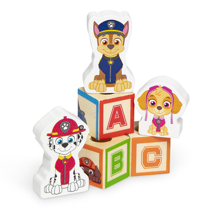 Pojazd ciężarowy z przyczepą Psi Patrol z klockami drewnianymi ABC Melissa & Doug