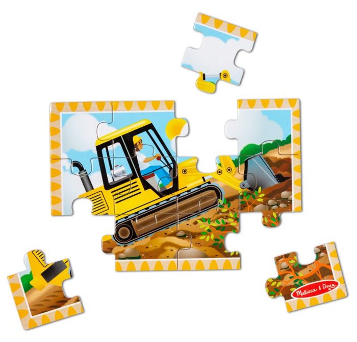 Pojazdy budowlane Drewniane puzzle 4 w 1 Melissa & Doug