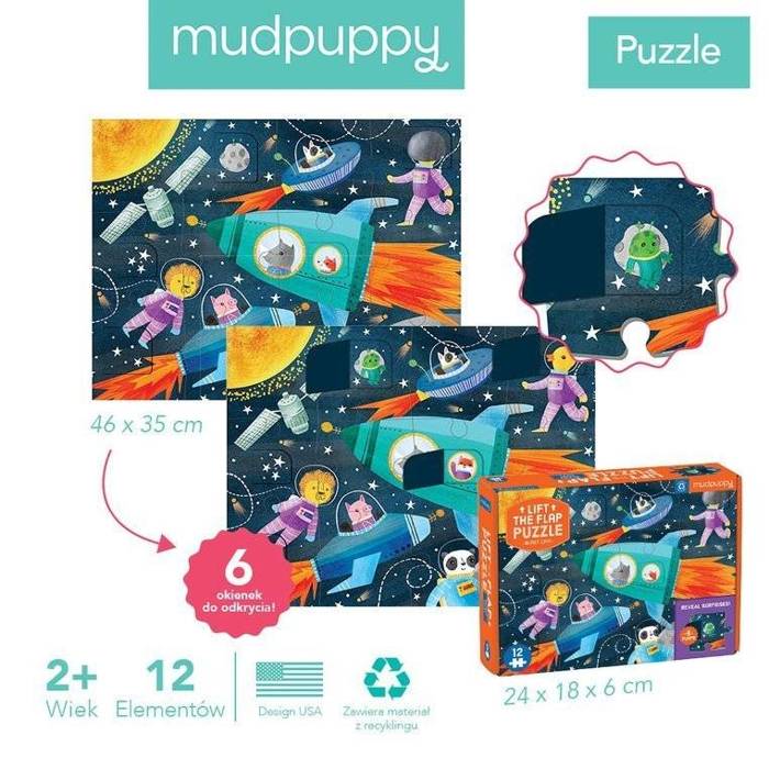 Puzzle z okienkami Kosmos 12 elementów Mudpuppy