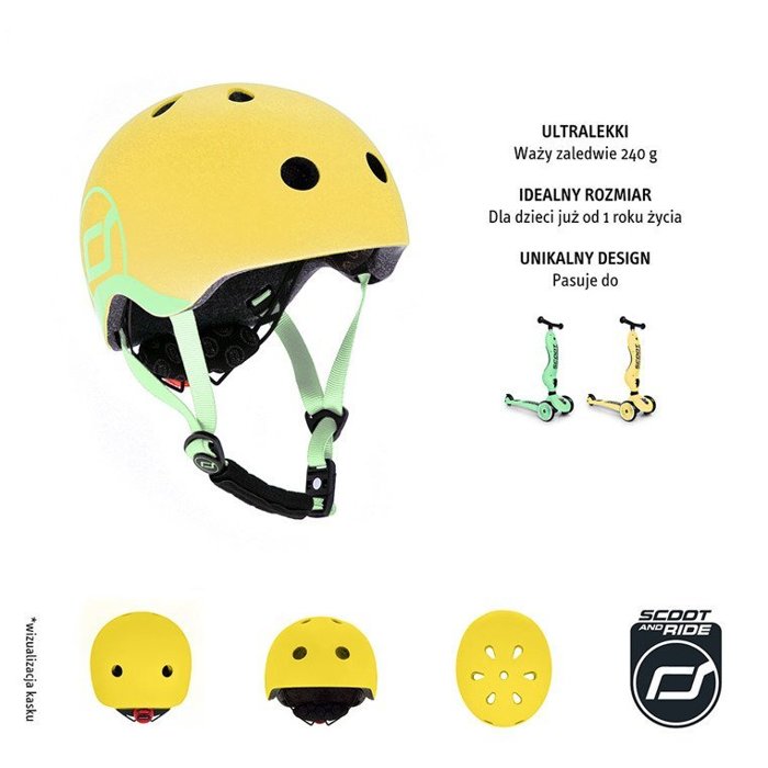 SCOOTANDRIDE Kask dla dzieci 1-5 lat Lemon