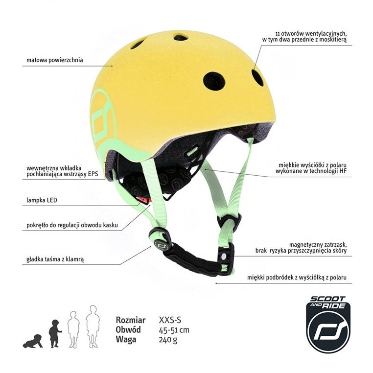 SCOOTANDRIDE Kask dla dzieci 1-5 lat Lemon