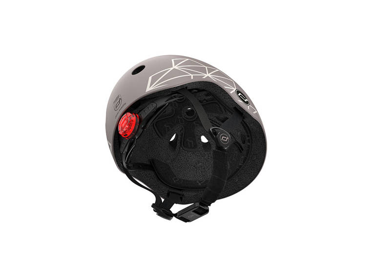 SCOOTANDRIDE Kask dla dzieci XXS-S 1-5 lat światło LED Brown Lines