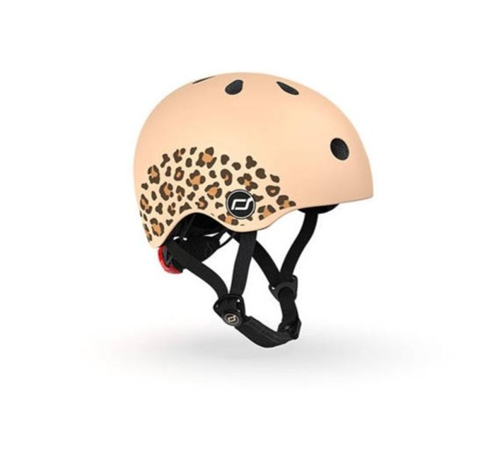 SCOOTANDRIDE Kask dla dzieci XXS-S 1-5 lat światło LED Leopard