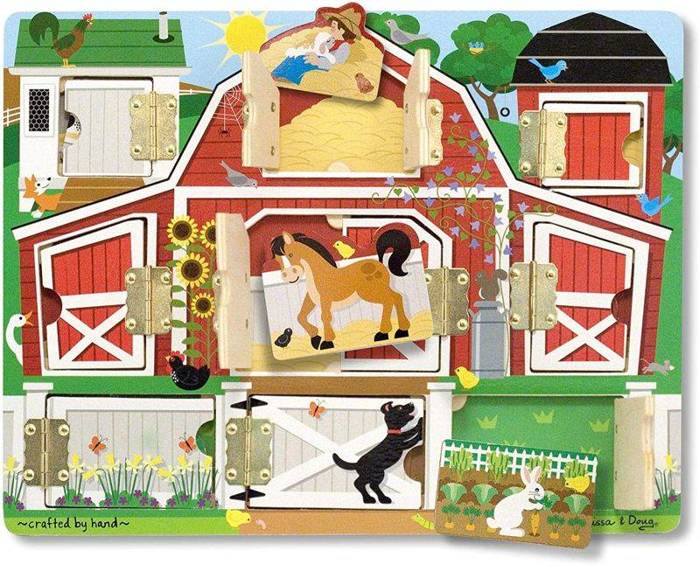 Tablica motoryczna z magnetycznymi puzzlami Farma Melissa & Doug 