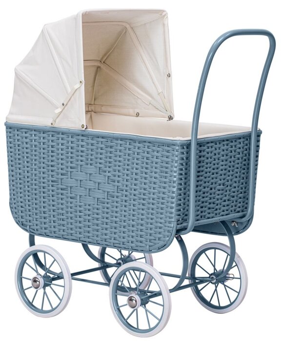 Wózek retro dla lalek Doll Pram Retro Rattan Blue Astrup