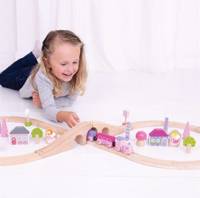 Drewniana kolejka dla dziewczynek "Wróżka", 35 elementów, Bigjigs Rail