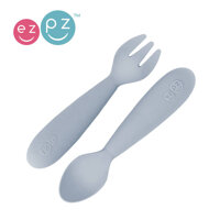 Komplet silikonowych sztućców Mini Utensils pastelowa szarość EZPZ