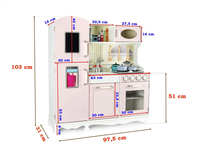 Różowa drewniana kuchnia z telefonem do zabawy z akcesoriami światło i dźwięk